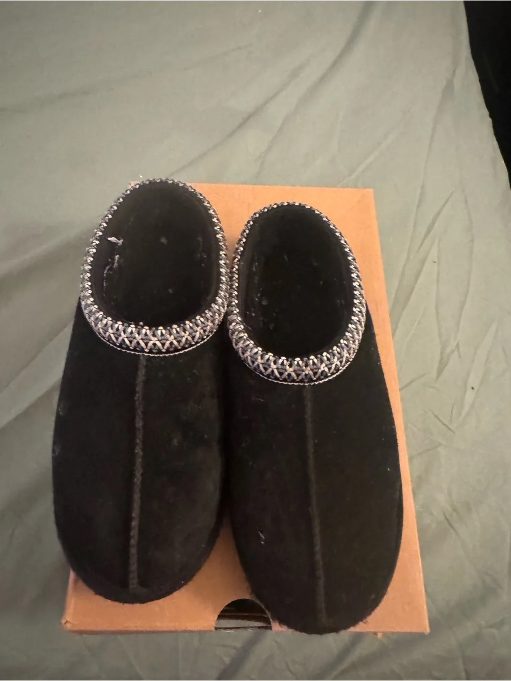 UGG Kids Black Slip-On Plush Slippers